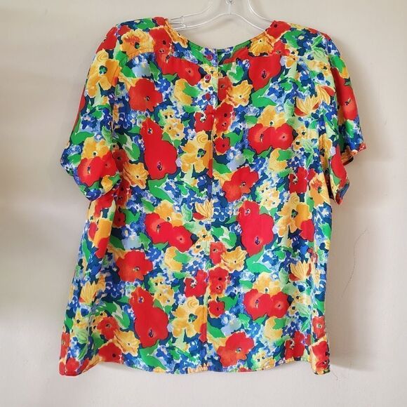 OSCAR DE LA RENTA Expression Women's 100%‎ Silk Top Floral Print - Picture 3 of 6